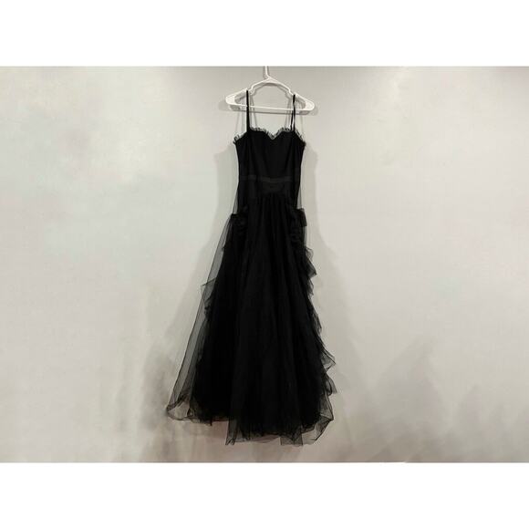 betsy and adam black tulle dress Betsy & Adam Women's Ruffled Asymmetric-Hem Dress - Black main image 0